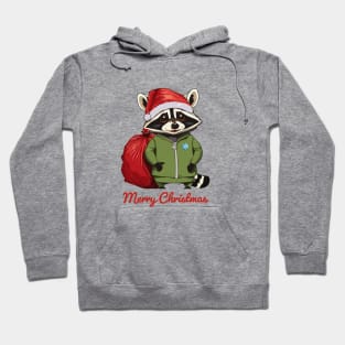 Merry Christmas - Raccoon, AKA a Trash Panda, Dressed as Santa Claus Hoodie